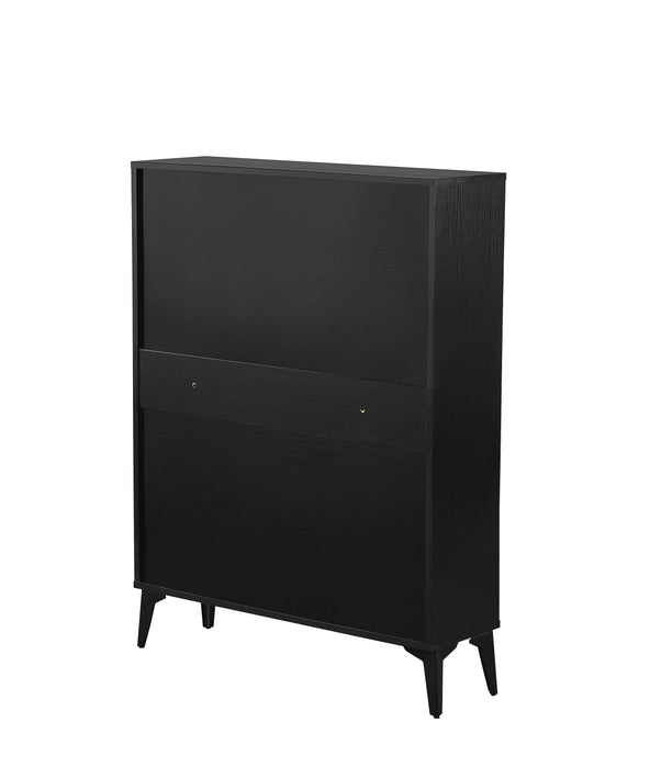 Large size Shoe Cabinet,Free Standing Tipping Bucket Shoe Rack Organizer with 2 Flip Drawers&2 Drawer,Modern Tipping Bucket for Entryway, Hallway, Bedroom-black