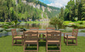 Patio Dining Chair with Armset Set of 2, HIPS Materialwith Imitation Wood Grain Wexture chair for Deck Pool Backyard, Teak - DTYStore