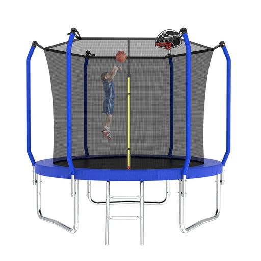 8FT Trampoline with Basketball Hoop,  ASTM Approved Reinforced Type Outdoor Trampoline with Enclosure Net- DTY Store