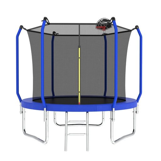 8FT Trampoline with Basketball Hoop,  ASTM Approved Reinforced Type Outdoor Trampoline with Enclosure Net - DTY Store