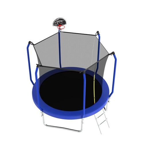 8FT Trampoline with Basketball Hoop,  ASTM Approved Reinforced Type Outdoor Trampoline with Enclosure Net - DTY Store