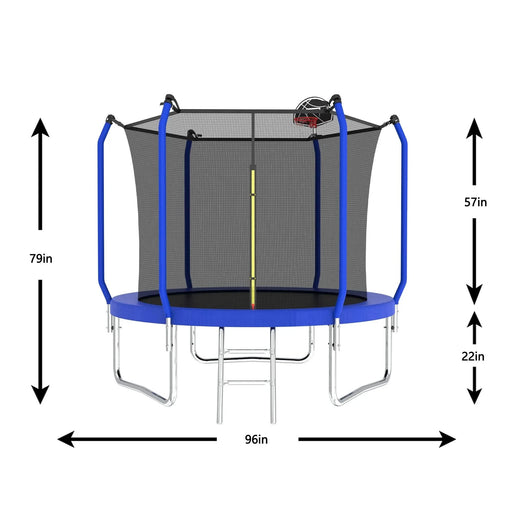 8FT Trampoline with Basketball Hoop,  ASTM Approved Reinforced Type Outdoor Trampoline with Enclosure Net Furniture, Home Gym, searchfilter_Furniture, Trampolines| DTY Store