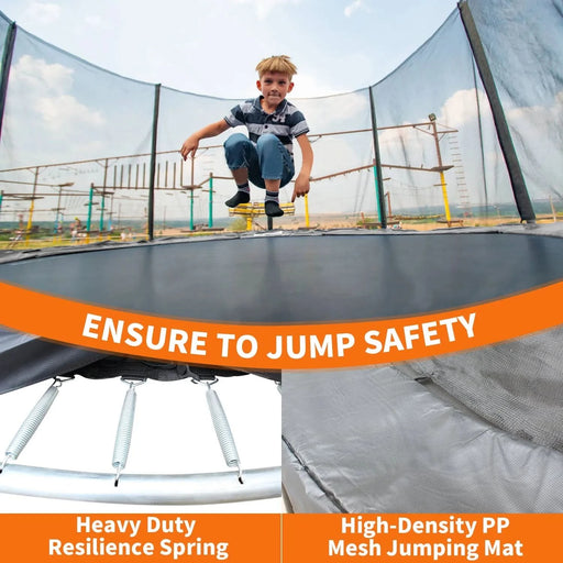 8FT Trampoline with Safety Enclosure Net, Outdoor Trampoline with Heavy Duty Jumping Mat and Spring Cover Padding for Kids and Adults- DTY Store