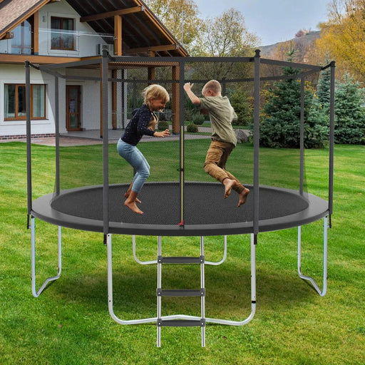 8FT Trampoline with Safety Enclosure Net, Outdoor Trampoline with Heavy Duty Jumping Mat and Spring Cover Padding for Kids and Adults Default -DTYStore