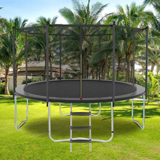 8FT Trampoline with Safety Enclosure Net, Outdoor Trampoline with Heavy Duty Jumping Mat and Spring Cover Padding for Kids and Adults Default -DTYStore