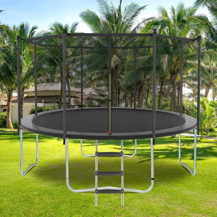 8FT Trampoline with Safety Enclosure Net, Outdoor Trampoline with Heavy Duty Jumping Mat and Spring Cover Padding for Kids and Adults Default -DTYStore