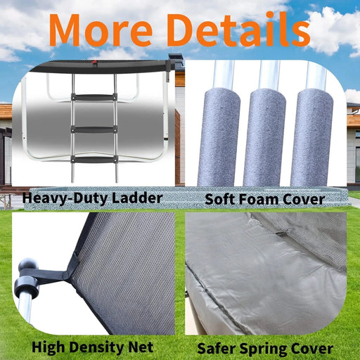 8FT Trampoline with Safety Enclosure Net, Outdoor Trampoline with Heavy Duty Jumping Mat and Spring Cover Padding for Kids and Adults Default -DTYStore