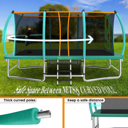 8X14FT Outdoor Square Trampolines for Kids Adults Long Rectangular Tumbling Trampoline Default -DTYStore