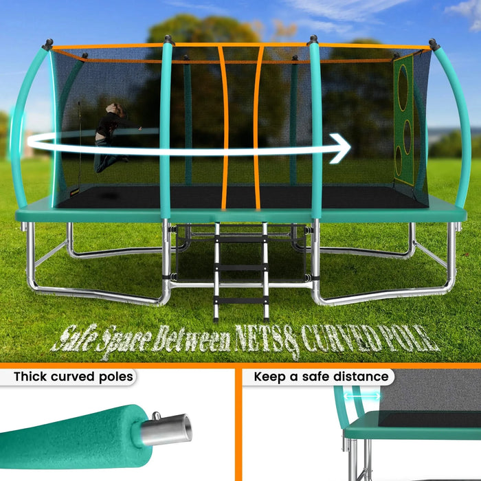 8X14FT Outdoor Square Trampolines for Kids Adults Long Rectangular Tumbling Trampoline Default -DTYStore