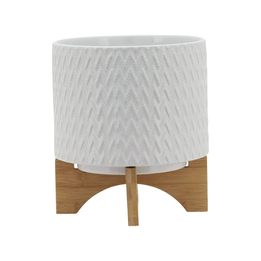 8' CHEVRON PLANTER W/ STAND, WHITE Default -DTYStore