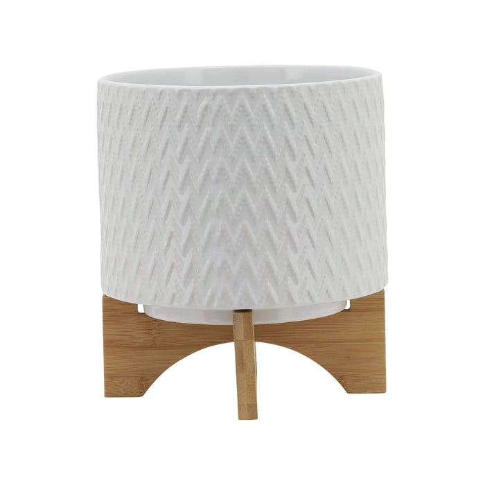 8' CHEVRON PLANTER W/ STAND, WHITE Default -DTYStore