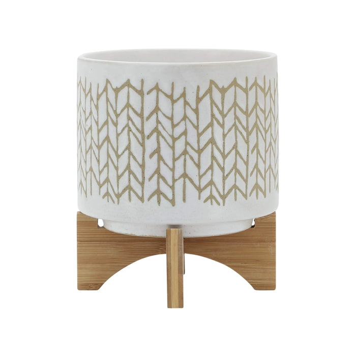 8' CHEVRON PLANTER W/ WOOD STAND, BEIGE Default -DTYStore