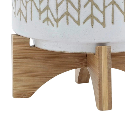 8' CHEVRON PLANTER W/ WOOD STAND, BEIGE Default -DTYStore