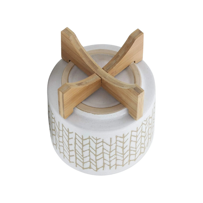 8' CHEVRON PLANTER W/ WOOD STAND, BEIGE Default -DTYStore