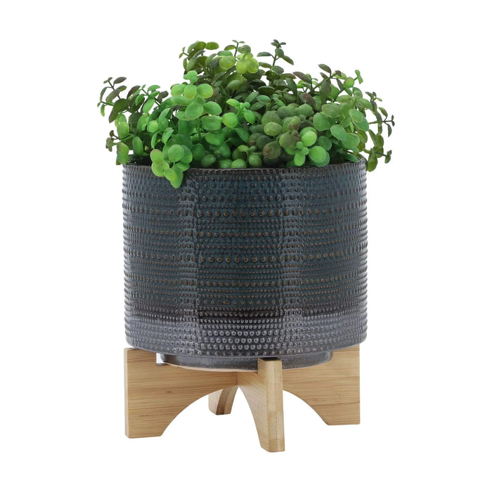 8' DOTTED PLANTER W/ WOOD STAND, GREEN Default -DTYStore