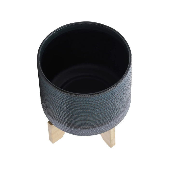 8' DOTTED PLANTER W/ WOOD STAND, GREEN Default -DTYStore