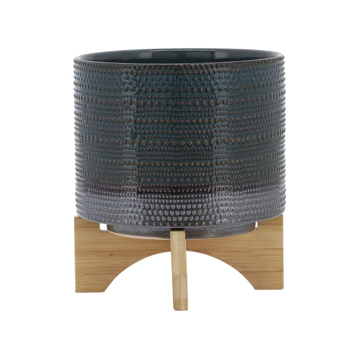 8' DOTTED PLANTER W/ WOOD STAND, GREEN Default -DTYStore