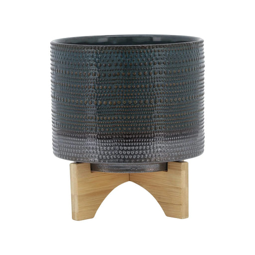 8' DOTTED PLANTER W/ WOOD STAND, GREEN Default -DTYStore