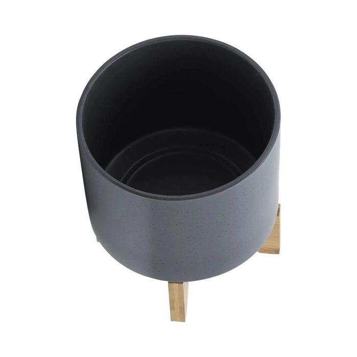 8' PLANTER W/ WOOD STAND, MATTE GRAY Default -DTYStore