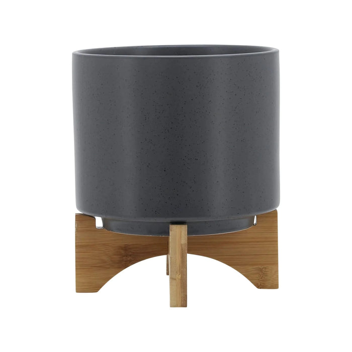8' PLANTER W/ WOOD STAND, MATTE GRAY Default -DTYStore