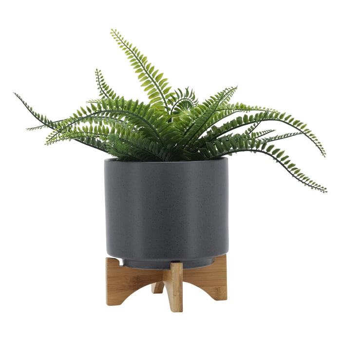 8' PLANTER W/ WOOD STAND, MATTE GRAY Default -DTYStore