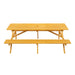 8 Person Brown Wooden Picnic Table, Outdoor Camping Dining Table with 2 Seats, Garden, DIY with 2 Built-in Benches, 2220lb Capacity Default -DTYStore