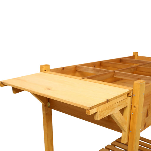 8 Pockets Horticulture Raised Garden Bed Elevated Wood Planter Box Stand with Foldable Side Table and Storage Shelf for Herb/Vegetables/Flowers Default -DTYStore