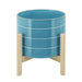8' STRIPED PLANTER W/ WOOD STAND, SKYBLUE Default -DTYStore