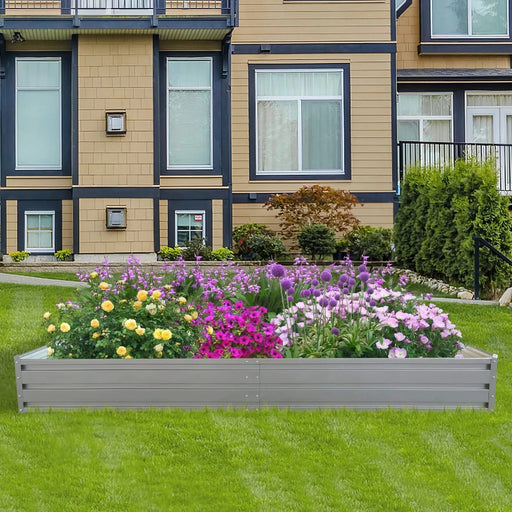 8 x 4 x 1 ft (2 pack) Metal Garden Bed,Outdoor Planter Box Metal Patio Kit Planting Bed for Vegetables Flowers Herb,Grey Default -DTYStore