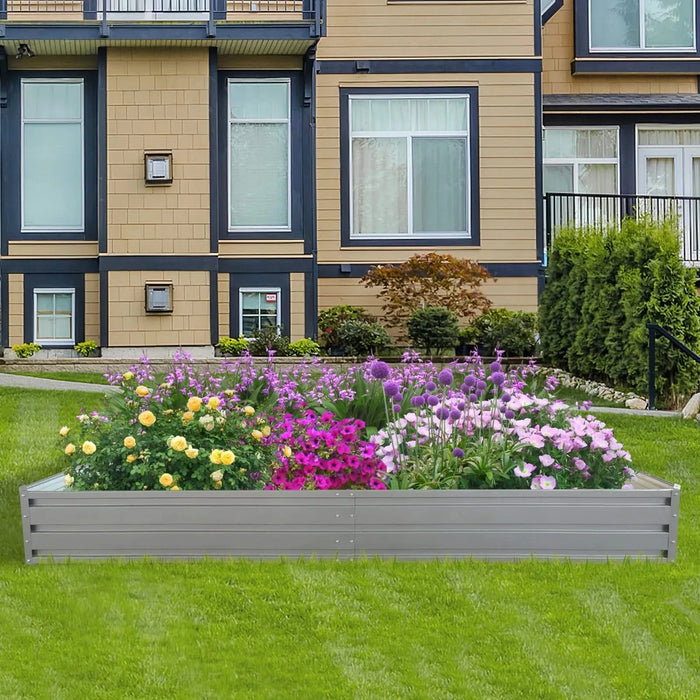 8 x 4 x 1 ft (2 pack) Metal Garden Bed,Outdoor Planter Box Metal Patio Kit Planting Bed for Vegetables Flowers Herb,Grey Default -DTYStore