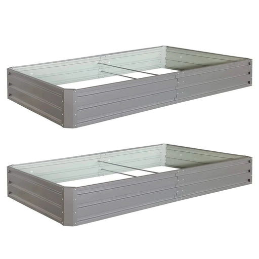 8 x 4 x 1 ft (2 pack) Metal Garden Bed,Outdoor Planter Box Metal Patio Kit Planting Bed for Vegetables Flowers Herb,Grey Default -DTYStore