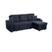 Right-Facing Sectional Sofa With Footrest, convertible corner sofa with armrest storage, living room and apartment sectional sofa, right chaise longue and dark grey - DTYStore