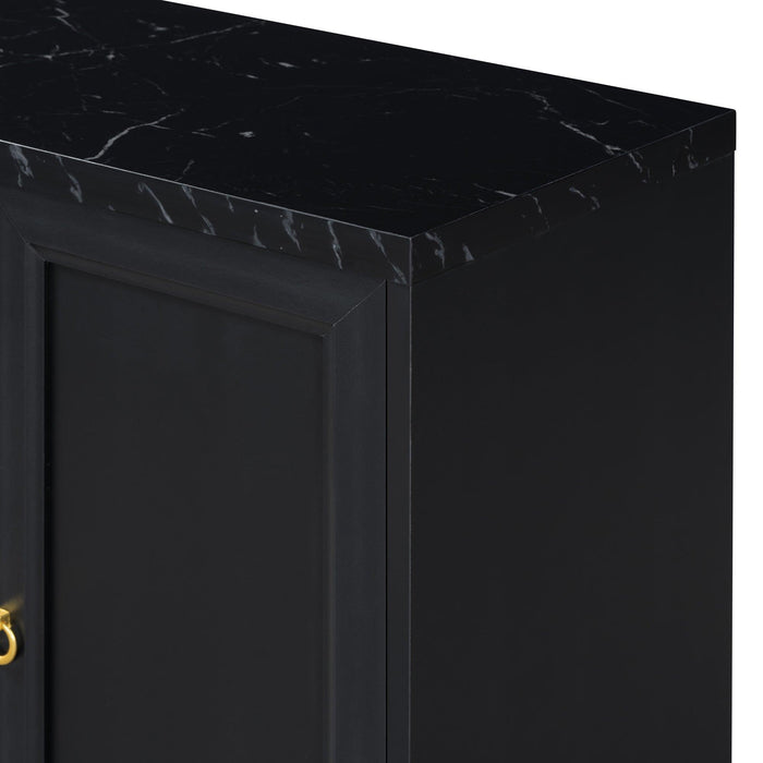 Modern Sideboard with Extra Large Storage Space with Metal Handles and Support Legs for Living Room and Dining Room (Black) - DTYStore
