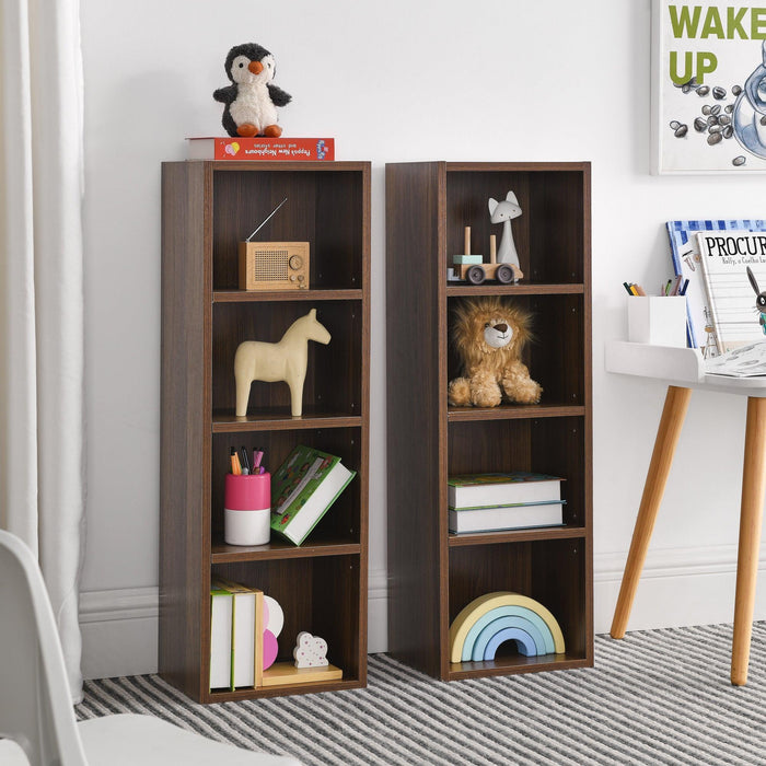 8-Tier Media Tower Rack, CD DVD Slim Storage Cabinet with Adjustable Shelves, Tall Narrow Bookcase Display Bookshelf for Home Office,Multi-functional double-decker bookcase - DTYStore