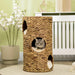 Elevated Cat Bed with Three Hideaways & Four Soft Plush Cushions, Cat Tower with Hand-Woven Materials, Multi-Layer Raised Kitten Bed Caves - DTYStore