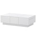 Coffee Table with 2 large Hidden Storage Compartment, Extendable Cocktail Table with 2 Drawers, High-gloss Center Table with Sliding Top for Living Room, 39.3"x21.6", White - DTYStore