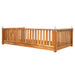 Patio Minimalist Twin Size Garden Swing Bed Wood Porch Swing with Ropes for Backyard, Safe Sloped Design, Teak - DTYStore