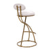 Bar Stools Set of 2 S-shaped Gold Barstools with Backrest Floral Print Upholstered Dining Chairs Counter Height Stool for Kitchen Island (Gold & White Print) - DTYStore
