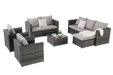 5 Piece Patio Furniture Set,Outdoor Wicker Rattan Sofa Conversation Set All Weather Patio Sectional Sofa Set with Glass Table, Cushions and Pillows for Garden, Backyard - DTYStore