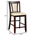 Contemporary Set of 2 Counter Height Chairs Dark Cherry And Ivory Solid wood Chair Padded Leatherette Upholstered Seat Kitchen Dining Room Furniture - DTYStore