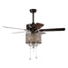 52'' Classical Crystal Ceiling Fan Lamp,3 Speed , 5 Reversible Blades for Living Room, Dining Room, Bedroom, Family Room, Rustic bronze ,3PCS*E12 (NO Include Bulb Hand Pull Chain) - DTYStore
