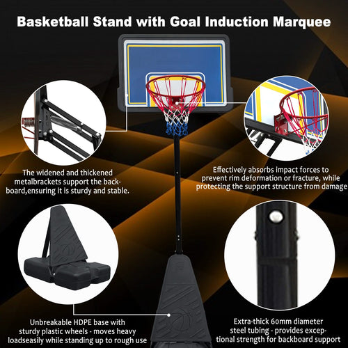 Portable Basketball Hoop for Youth Adults & Professional Match,Adjustable Height 8.04 ft to 10.01 ft,39 inch Backboard with Rebound System, Indoor/Outdoor Basketball Goal with Rebound Board and Wheels - Image 6