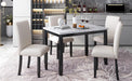 Faux Marble 5-Piece Dining Set Table with 4 Thicken Cushion Dining Chairs Home Furniture, White/Beige+Black - DTYStore