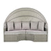 Patio Furniture Round Outdoor Sectional Sofa Set Rattan Daybed Two-Tone Weave Sunbed with Retractable Canopy, Separate Seating and Removable Cushion, Gray - DTYStore