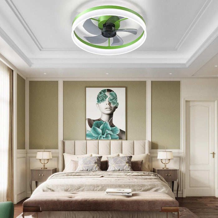 Ceiling Fans with Lights Dimmable LED Embedded installation of thin modern ceiling fans(Green) - DTYStore