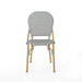 Outdoor PE Rattan and Aluminum Armless French Bistro Chairs, Set of 2, Gray and Bamboo Finish - DTYStore