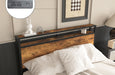 Full Size Bed Frame with 8 Storage Drawers, LED Headboard with Charging Station, Metal Platform Bed Frame, No Box Spring Needed, Noise-Free, Stable and Solid, Brown - DTYStore