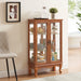 2 Doors Curio Cabinet with Tempered Glass Doors, Curio Cabinets with Mirrored Back Panel and Adjustable Shelves, Lighted Display Cabinet for Home, Office Light Bulb Included Oak - DTYStore