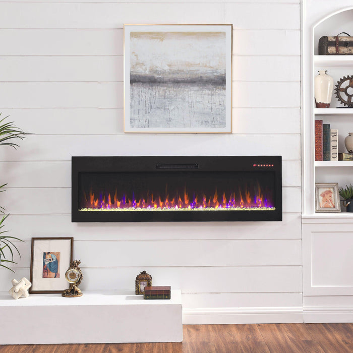 60 Inch Electric Fireplace, Recessed and Wall Mounted Fireplace - DTYStore