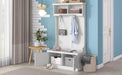 Hall Tree with Storage Shoe Bench for Entryway and Hallway, 4-in-1 Design Coat Racks with 4 Hooks for Living Room, White